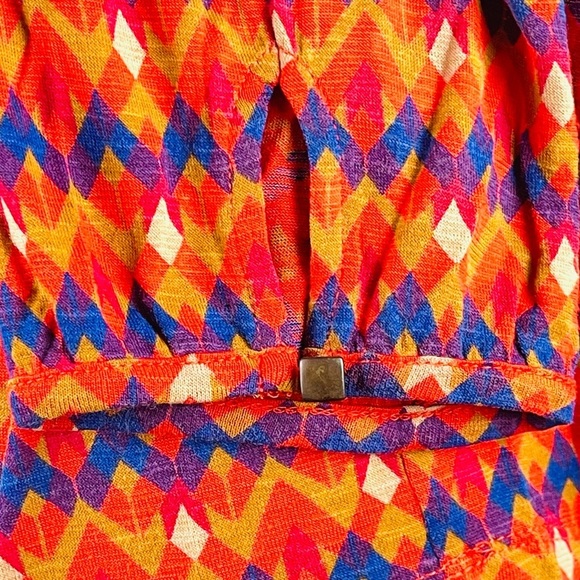 LUCKY BRAND Mirna Geo Top in Orange Chevron Size Small - Picture 6 of 10